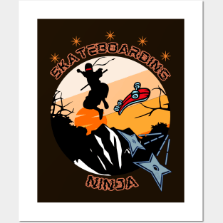 Skateboarding Ninja - Funny Ninja Posters and Art